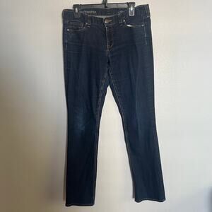 J.Crew Matchstick Denim Pants Dark Blue Button Front Straight Leg Sz 31R Women's